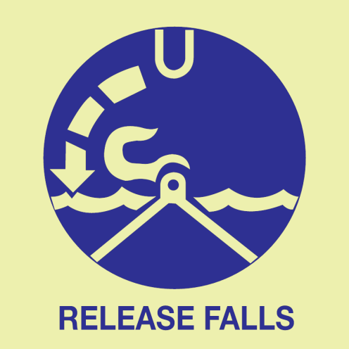 Fotoluminescerende sticker met IMO Sign Release Falls