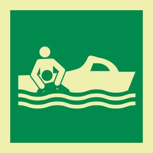 Sticker met IMO pictogram van een reddingsboot