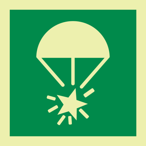 Fotoluminescerende sticker met IMO pictogram lichtkogels