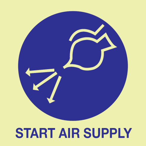 Fotoluminescerende sticker met IMO Sign Start Air Supply
