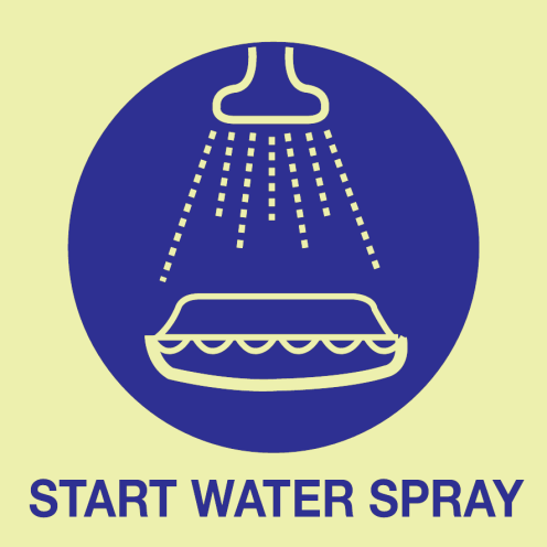 Fotoluminescerende sticker met IMO Sign Start Water Spray