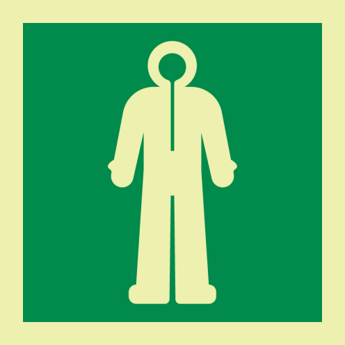 Fotoluminescerende sticker met IMO pictogram overlevingspak