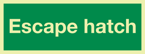 Fotoluminescerende sticker met IMO tekst Escape Hatch