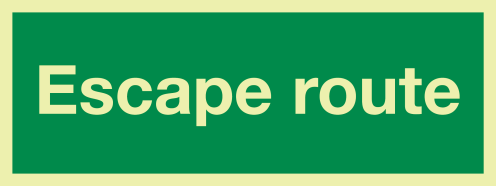 Fotoluminescerende sticker met IMO tekst Escape Route