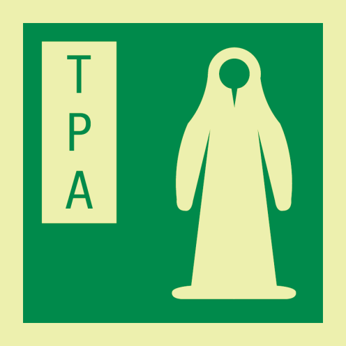 Fotoluminescerende sticker met IMO pictogram Thermische Bescherming