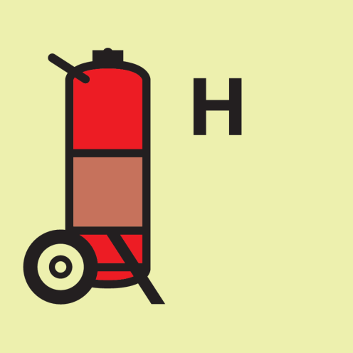 IMO Sign Wheeled Halon Fire Extinguisher