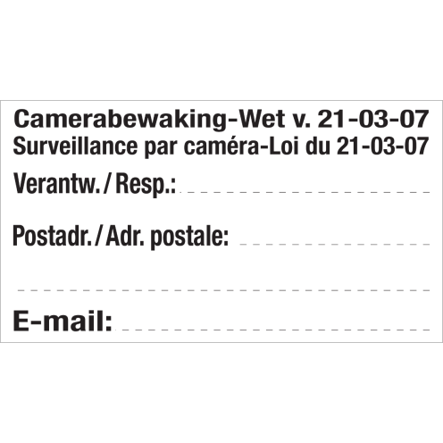 Invulsticker voor adresgegevens camerabewaking NLFR