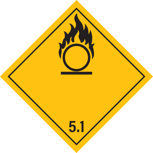 Magneet Bord Oxiderende Stoffen 5.1 - ADR, ADN, IMO, IMDG, RID en IATA