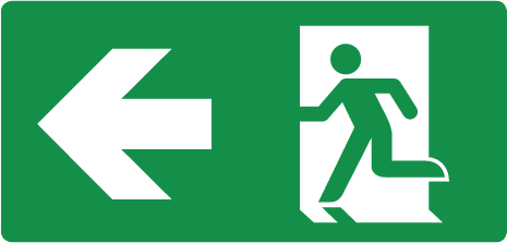 Nooduitgang links (opaal sticker)