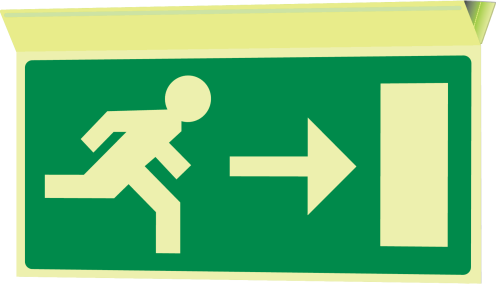 Nooduitgang links/rechts plafond (haaks fotoluminescerend)