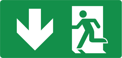 Nooduitgang naar beneden (opaal sticker)