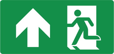 Nooduitgang rechtdoor (opaal sticker)