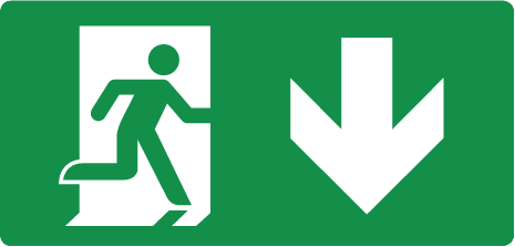 Nooduitgang naar beneden (opaal sticker)