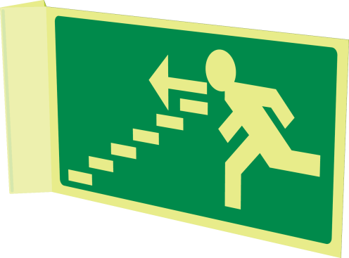 Nooduitgang trap naar muur toe (haaks fotoluminescerend)