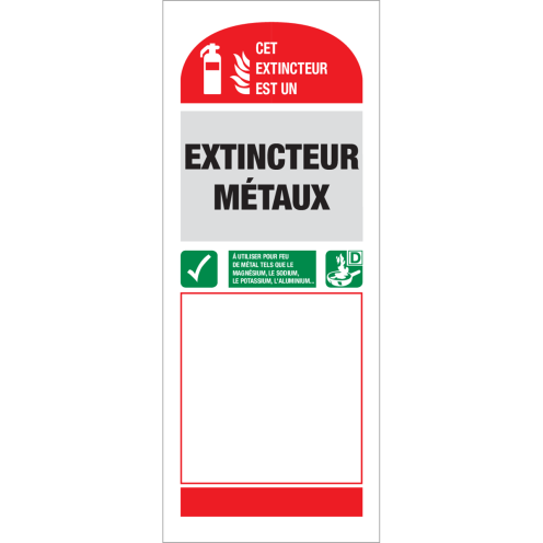 Panneau extincteur Metaux