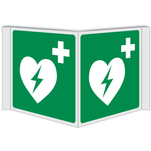 Panorama bord met pictogram AED - ISO 7010