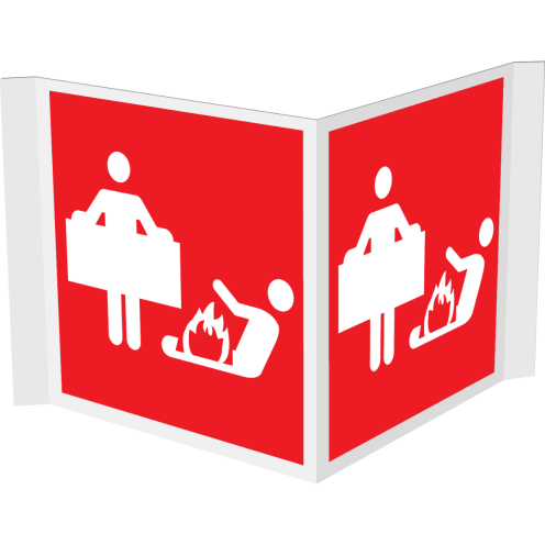 Panorama bord met pictogram van een blusdeken / brandddeken