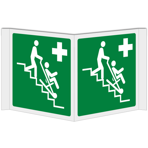 Panorama bord met evacuatie stoel ISO 7010