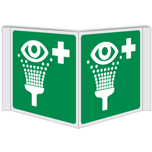 Panorama bord met pictogram oogdouche ISO 7010