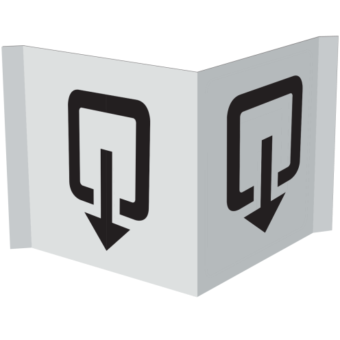 Wit panorama bord met pictogram voor aanduiden uitgang