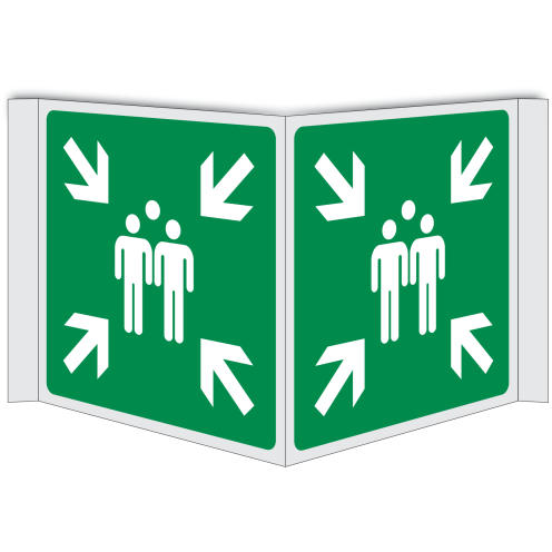 Panorama bord met pictogram verzamelplaats ISO 7010