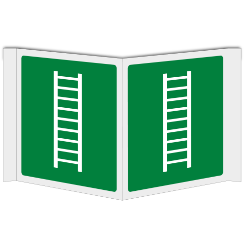 Panorama bord met pictogram vluchtladder ISO 7010