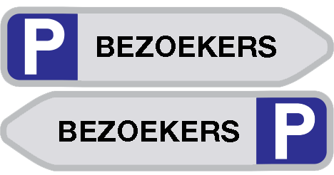 Parkeerbord met pijl "bezoekers" aluminium 850x200mm