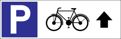 Parkeerbord "Fietsen rechtdoor" Dibond 340x110mm