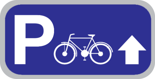 Parkeerbord "Fietsen rechtdoor" aluminium 400x200mm