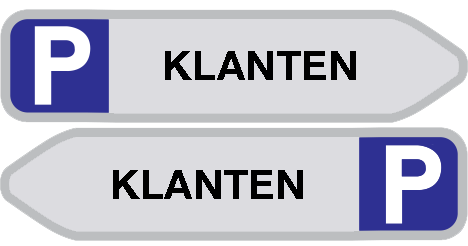 Parkeerbord met pijl "Klanten" aluminium 850x200mm