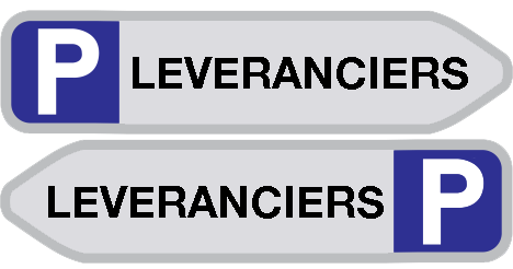 Parkeerbord met pijl "Leveranciers" aluminium 850x200mm