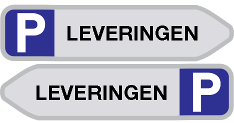 Parkeerbord met pijl "Leveringen" aluminium 850x200mm