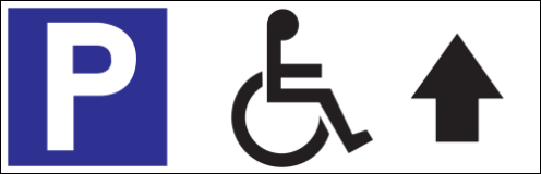 Parkeerbord "Mindervalide rechtdoor" Dibond 340x110mm