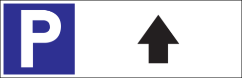 Parkeerbord "Parkeren rechtdoor" Dibond 340x110mm