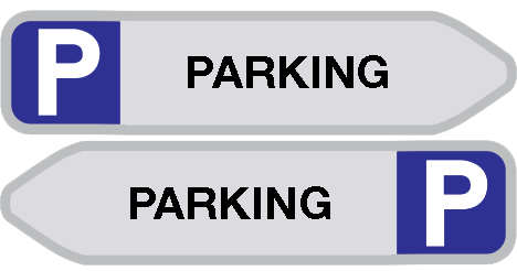 Parkeerbord met pijl "parking" aluminium 850x200mm