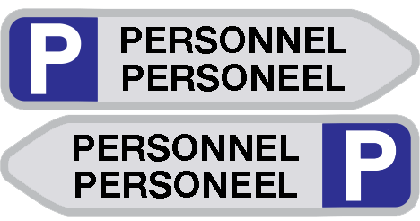 Parkeerbord met pijl "Personeel" aluminium 850x200mm