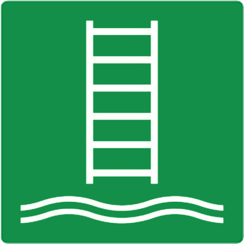 Sticker met pictogram inschepingsladder / vluchtladder ISO 7010