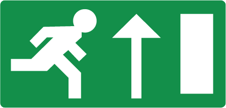 Sticker met pictogram nooduitgang rechtdoor