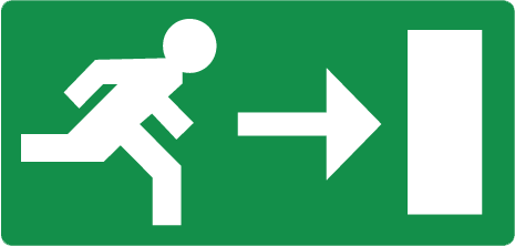 Sticker met pictogram nooduitgang rechts
