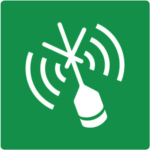 Bord met pictogram radiobaken ISO 7010