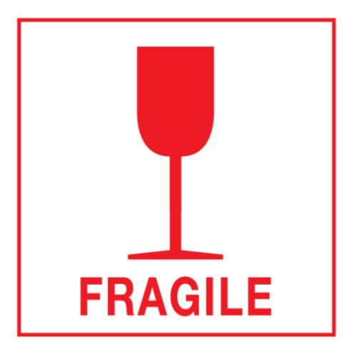 Sticker met pictogram en tekst Fragile