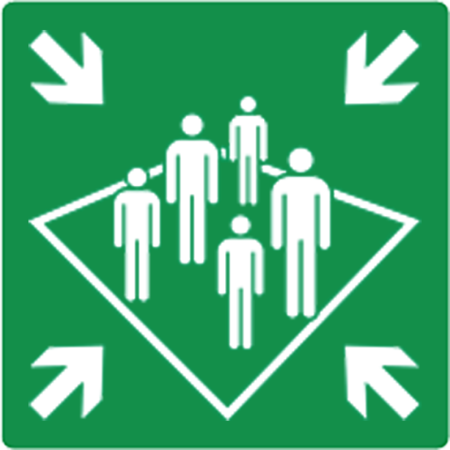 Sticker met pictogram verzamelplaats schip ISO 7010