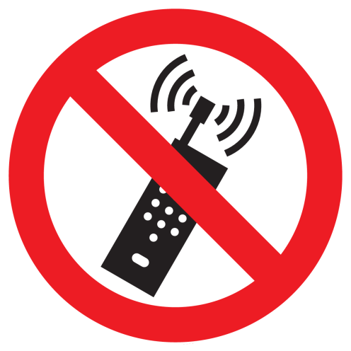 Sticker met pictogram Mobiele telefoons verboden ISO7010 - P013 (Raamsticker)