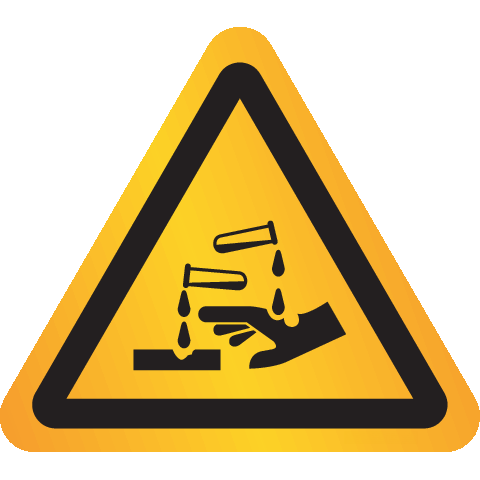 Reflecterende sticker met pictogram "Waarschuwing Bijtende Stoffen"