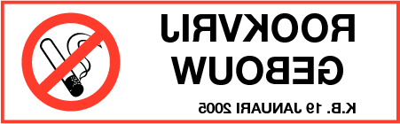 Sticker met pictogram en tekst Rookvrij gebouw (Raamsticker)