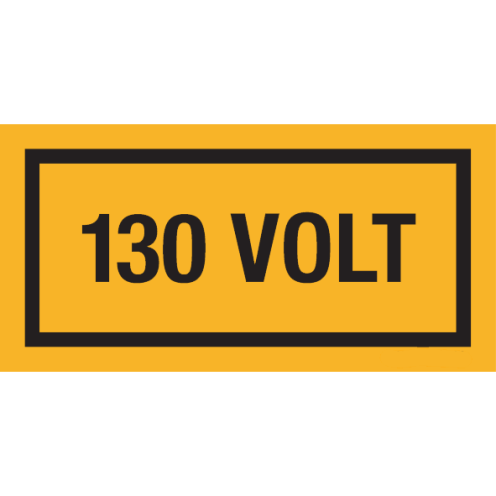Sticker met tekst "130 Volt"