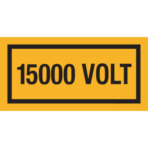 Sticker met tekst "15000 Volt"