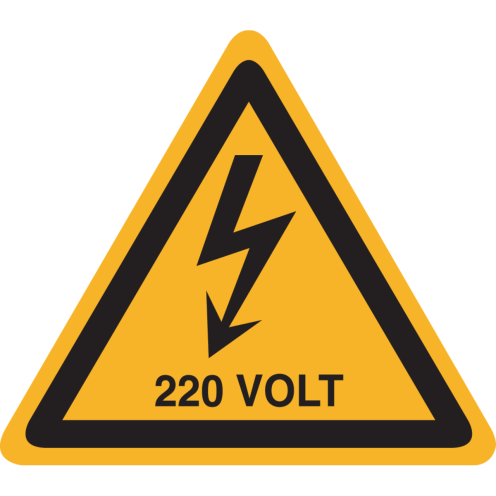 Sticker met pictogram / spanningsaanduiding "Waarschuwing 220 volt" - ISO 7010 - W012