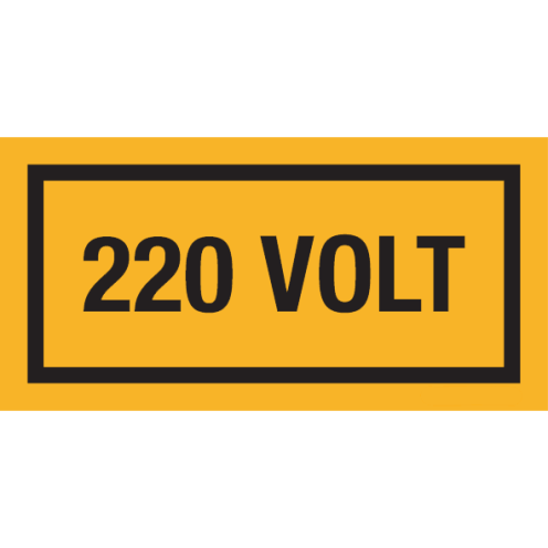 Sticker met tekst "220 Volt"
