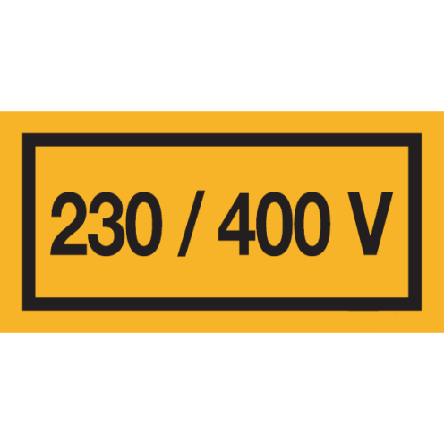 Sticker met tekst "230/400 Volt"